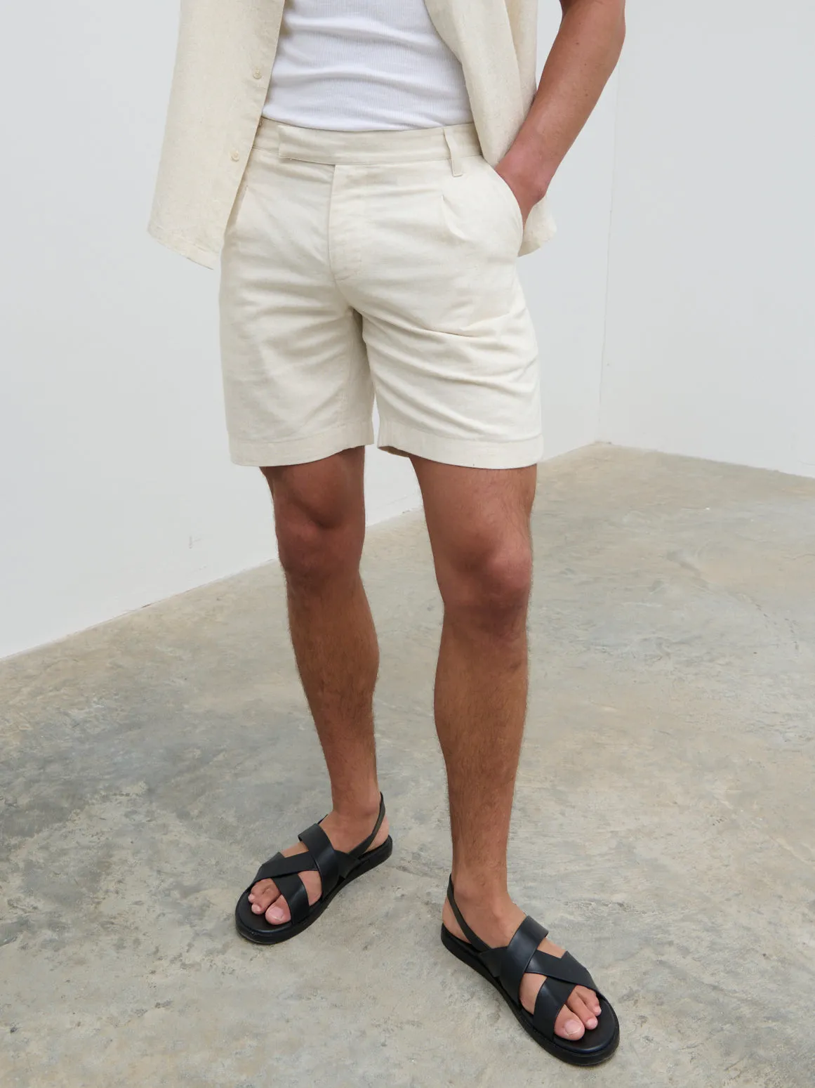 Austin Linen Shorts - Oatmeal sold by NOBL product image thumbnail 2