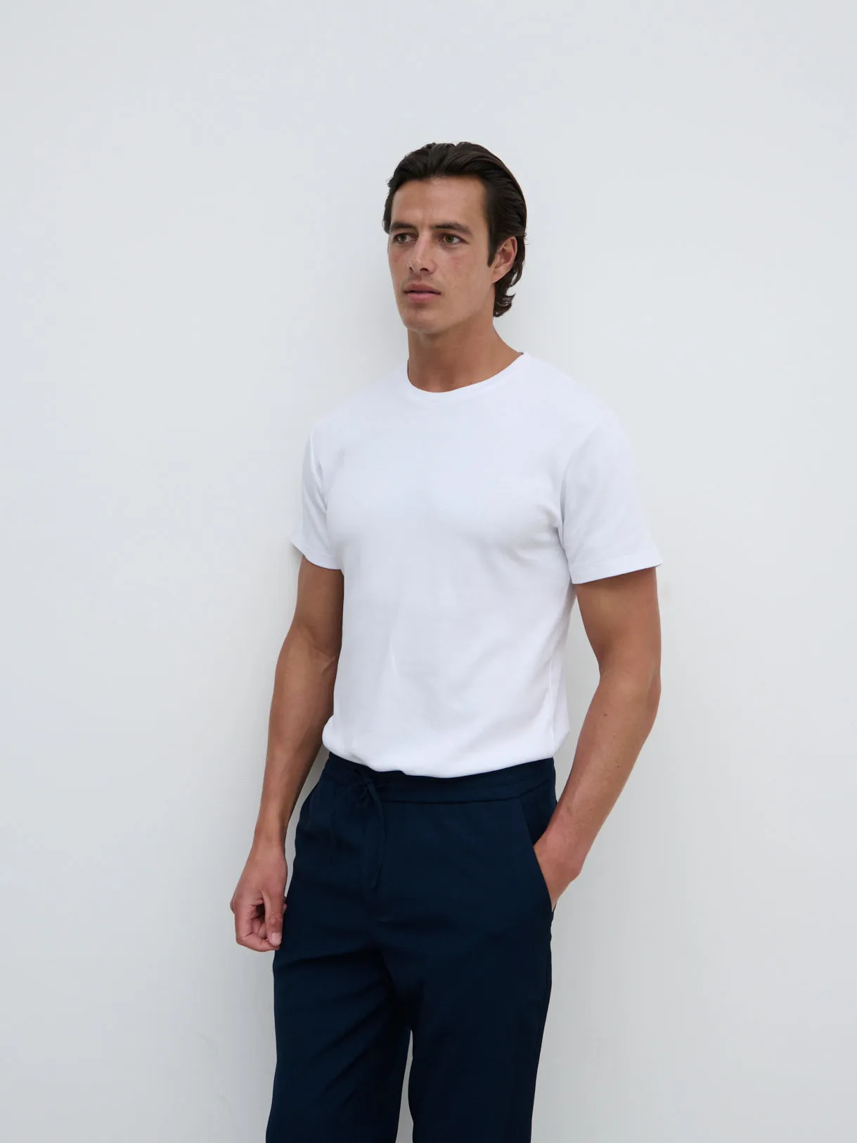 Seth Slim Fit Cotton T-shirt - White sold by NOBL product image thumbnail 3