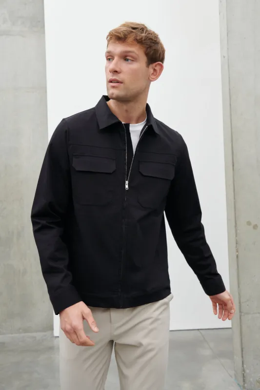Lucas Zip Down Boxy Shacket - Black sold by NOBL