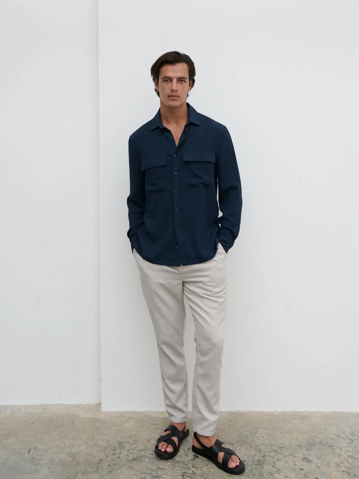 Milo Pocket Long Sleeve Shirt - Navy sold by NOBL product image thumbnail 3