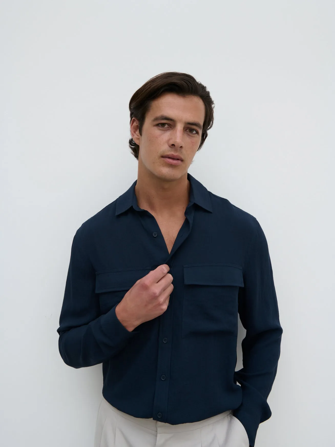 Milo Pocket Long Sleeve Shirt - Navy sold by NOBL product image thumbnail 2