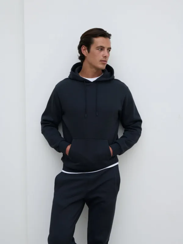 Leo Relaxed Cotton Hoodie - Blue Graphite sold by NOBL