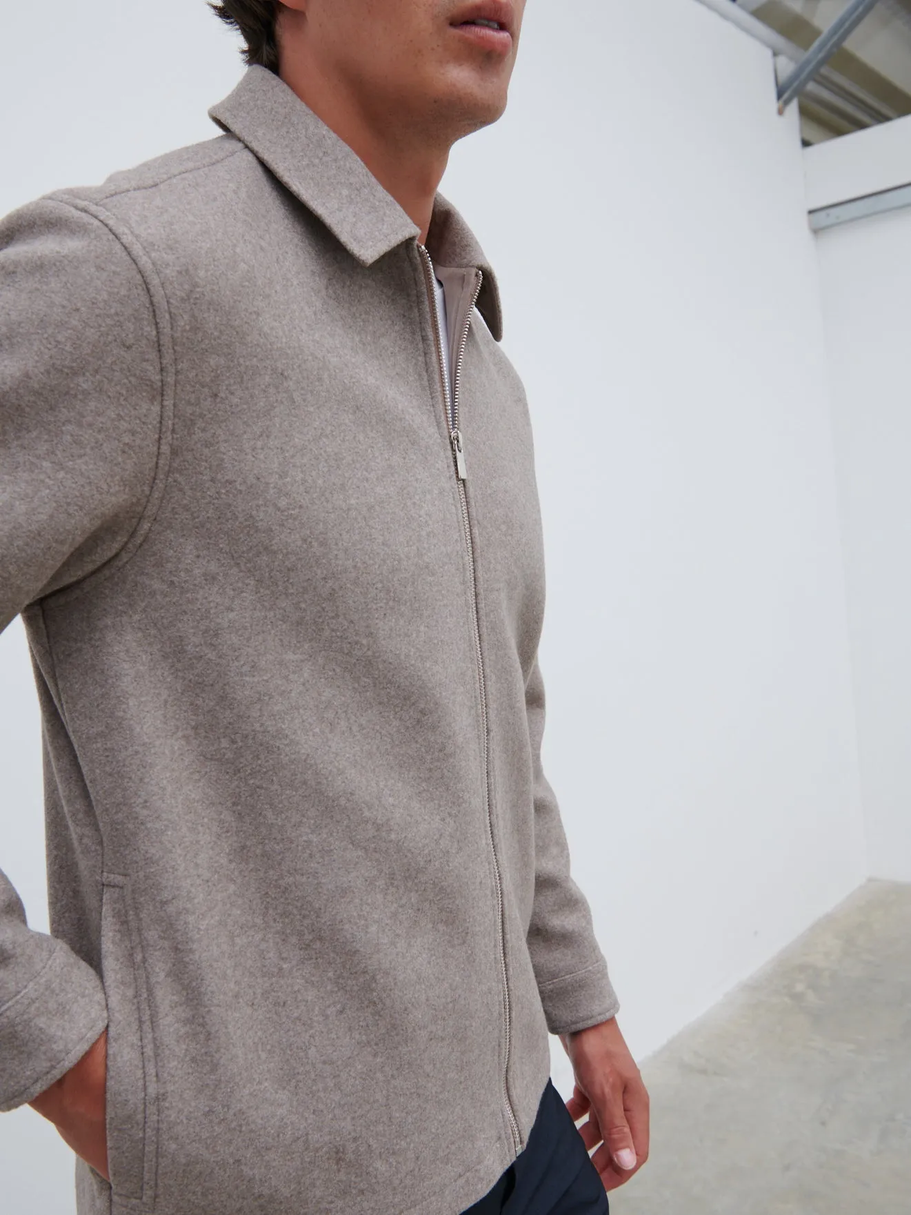 Stan Felted Zip Up Jacket - Beige Marl sold by NOBL product image thumbnail 5