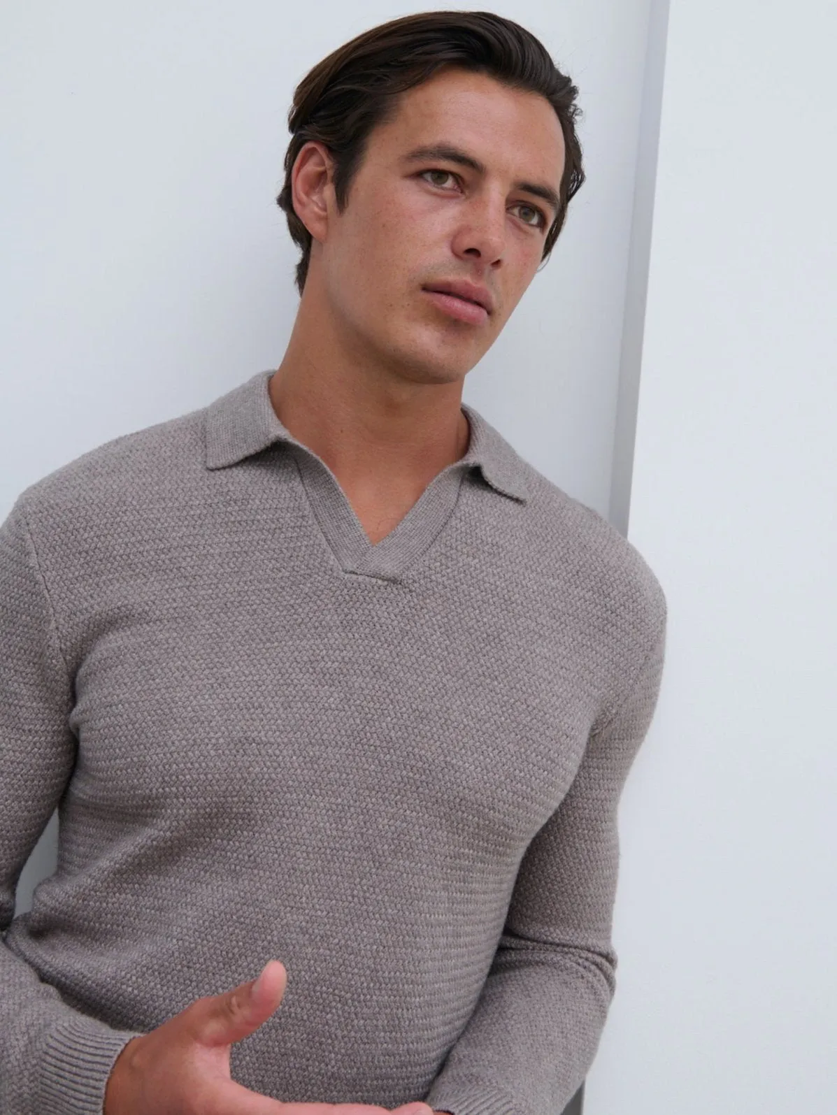 Franklin Textured Knit Polo - Dark Taupe sold by NOBL product image thumbnail 4