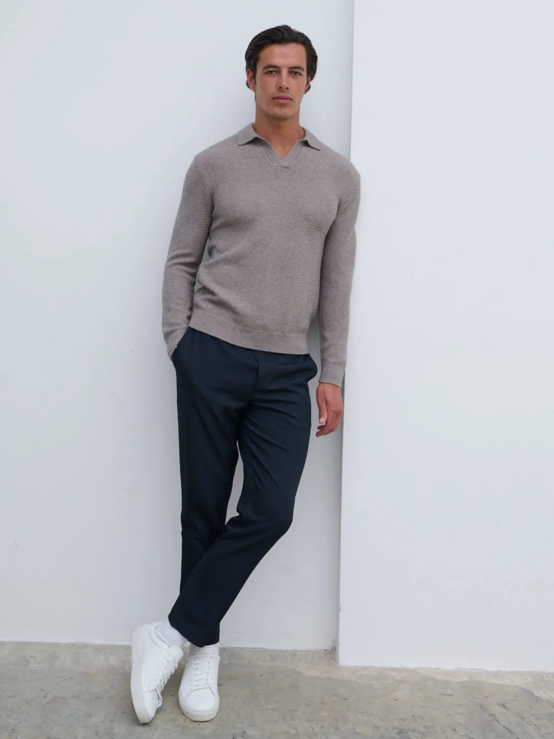 Franklin Textured Knit Polo - Dark Taupe sold by NOBL product image thumbnail 3