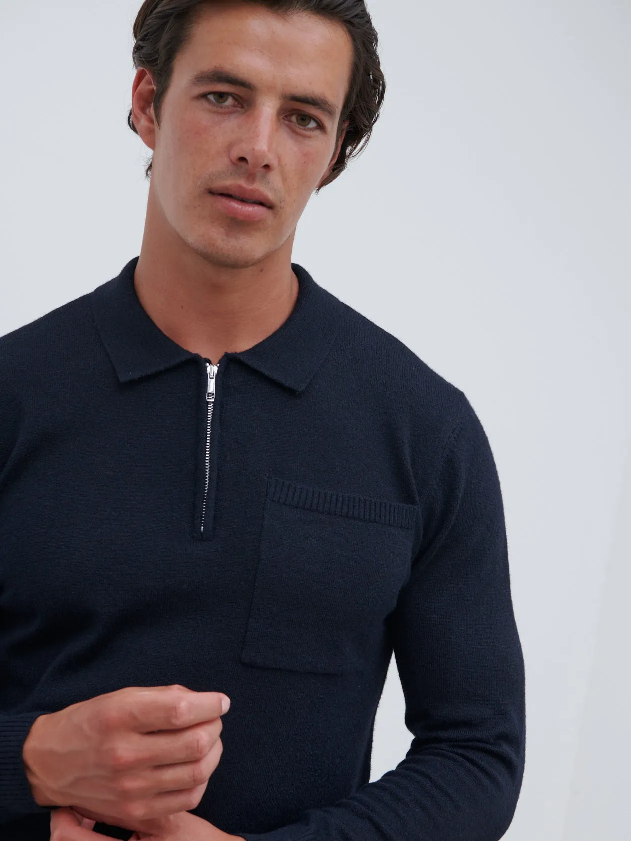 Ernest Quarter Zip Jumper - Navy sold by NOBL product image thumbnail 2