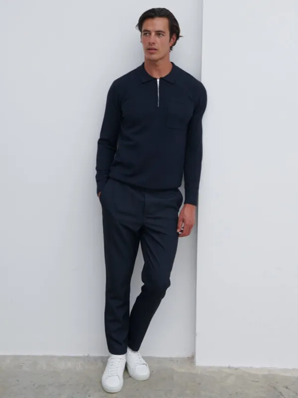 Ernest Quarter Zip Jumper - Navy sold by NOBL