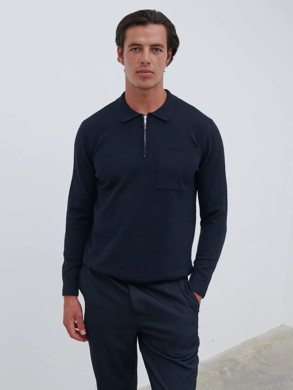 Ernest Quarter Zip Jumper - Navy sold by NOBL product image thumbnail 3