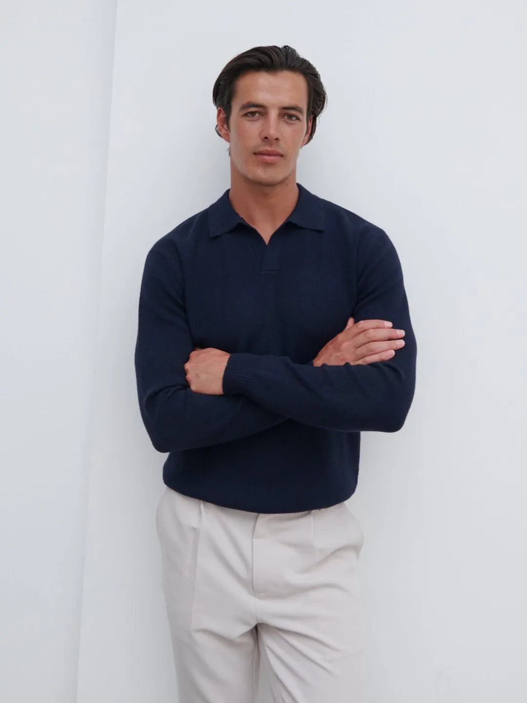Owen Long Sleeve Knit Polo - Navy sold by NOBL product image thumbnail 3