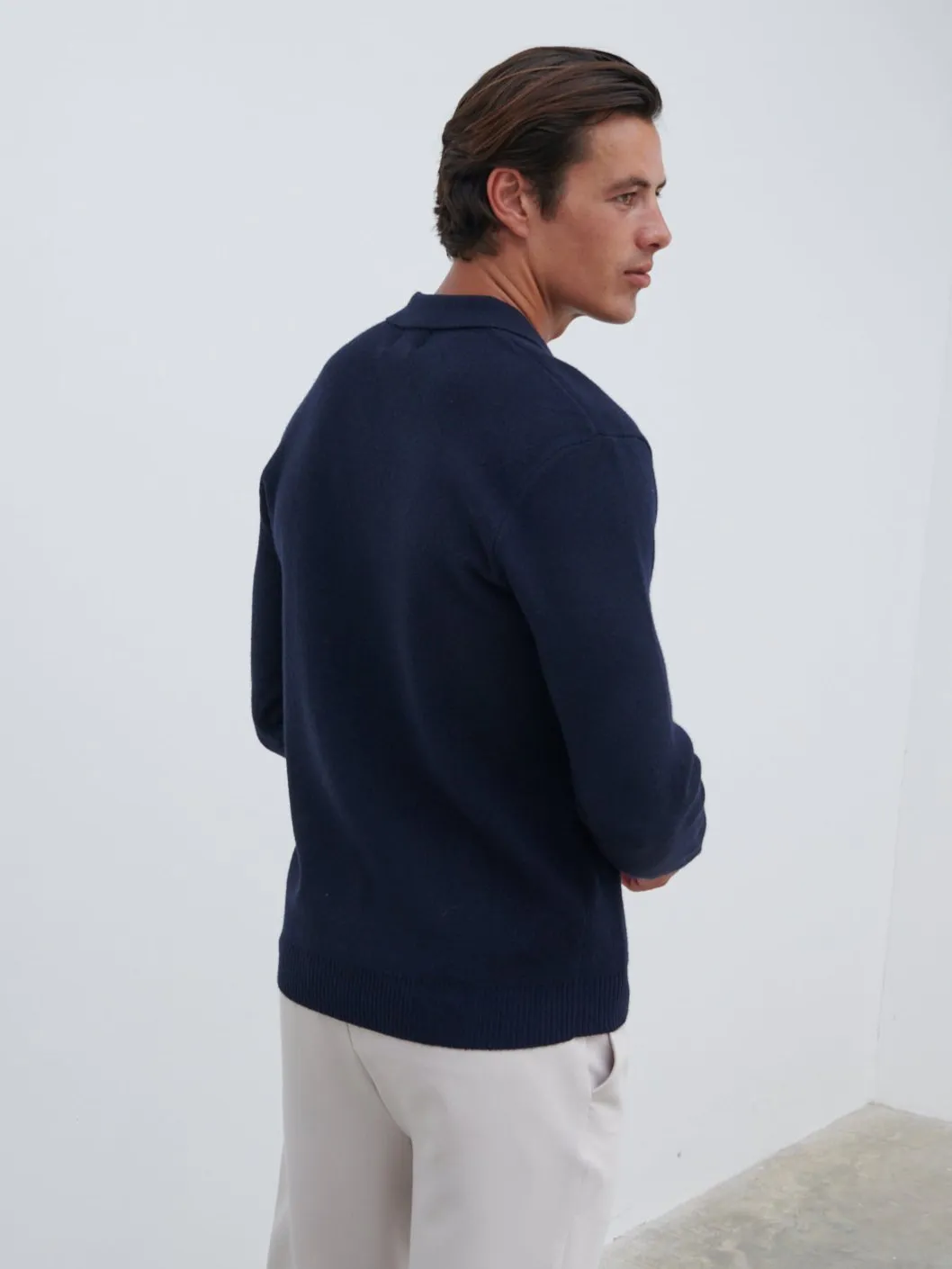 Owen Long Sleeve Knit Polo - Navy sold by NOBL product image thumbnail 4