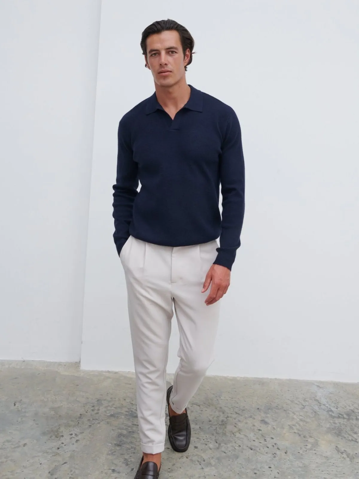 Owen Long Sleeve Knit Polo - Navy sold by NOBL product image thumbnail 5
