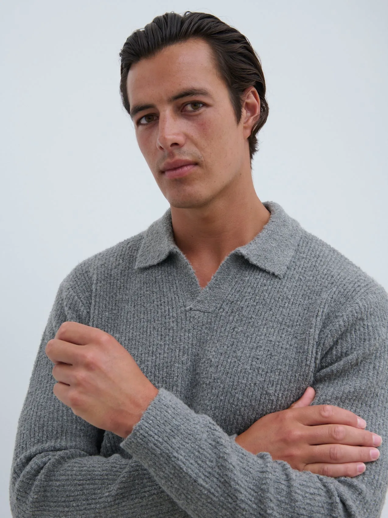 Otto Oversized Knit Polo - Charcoal sold by NOBL product image thumbnail 3