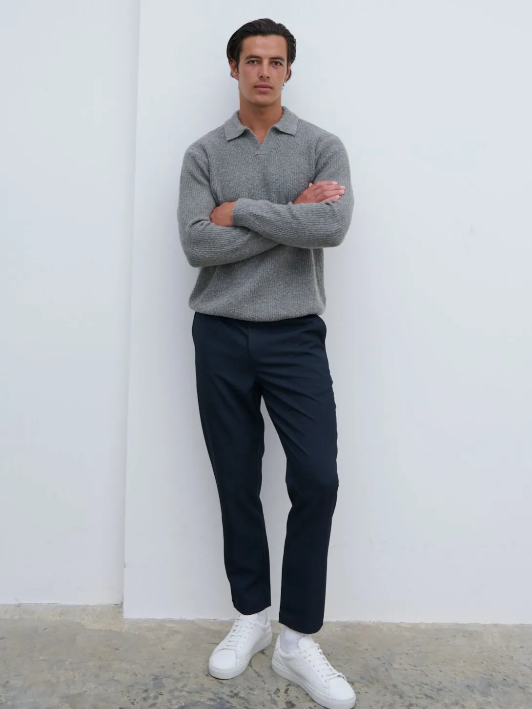 Otto Oversized Knit Polo - Charcoal sold by NOBL product image thumbnail 2