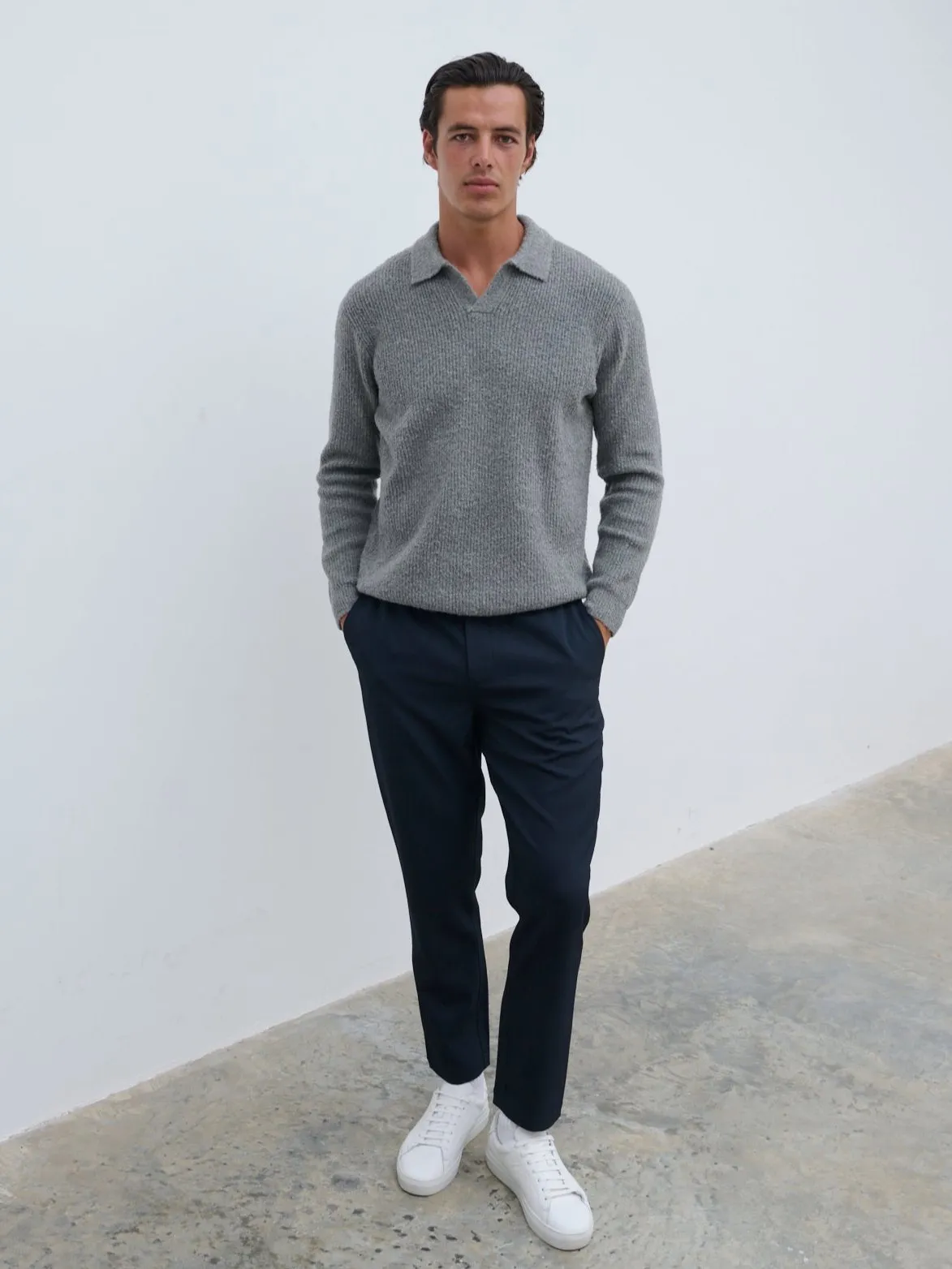 Otto Oversized Knit Polo - Charcoal sold by NOBL product image thumbnail 4