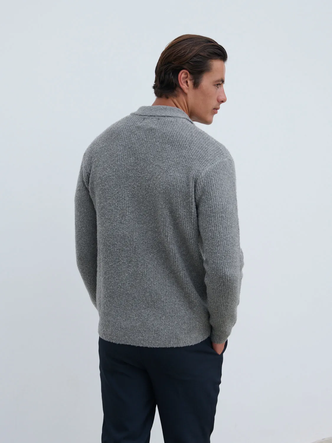 Otto Oversized Knit Polo - Charcoal sold by NOBL product image thumbnail 5