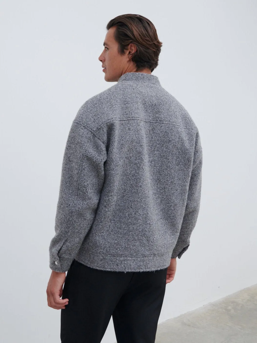 Ezra Boucle Bomber Jacket - Charcoal sold by NOBL product image thumbnail 4