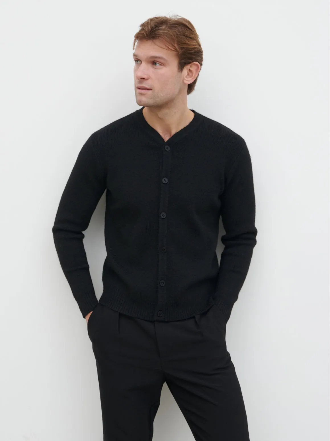 Alfie Collarless Knit Bomber - Black sold by NOBL