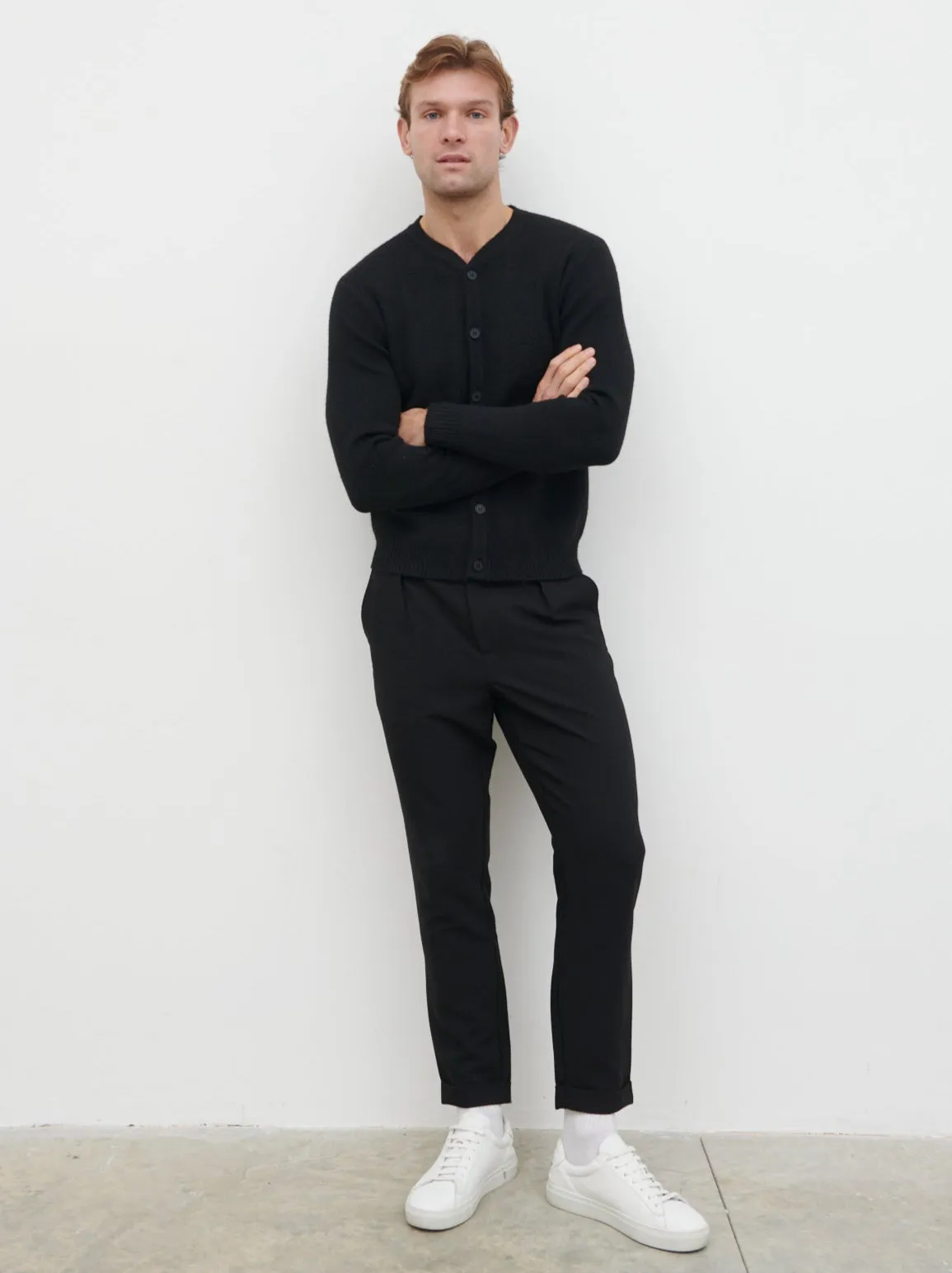 Alfie Collarless Knit Bomber - Black sold by NOBL product image thumbnail 2