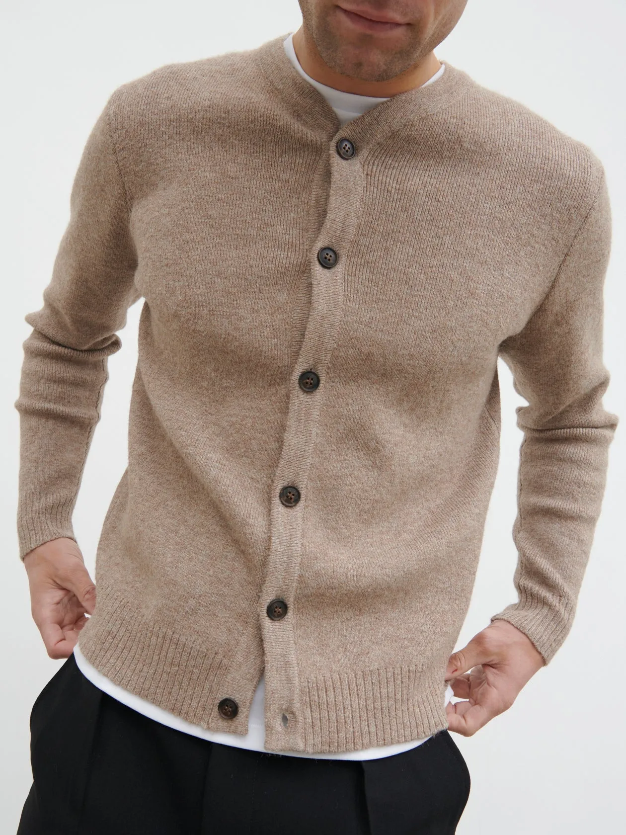 Alfie Collarless Knit Bomber - Beige sold by NOBL product image thumbnail 3