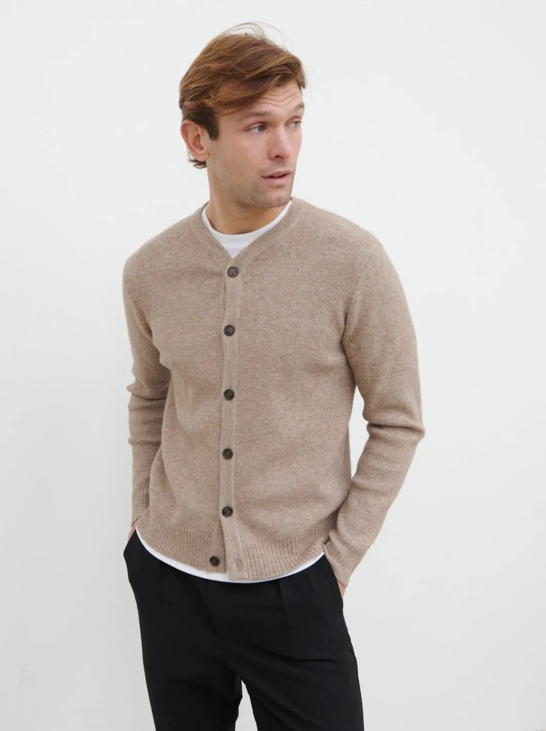 Alfie Collarless Knit Bomber - Beige sold by NOBL