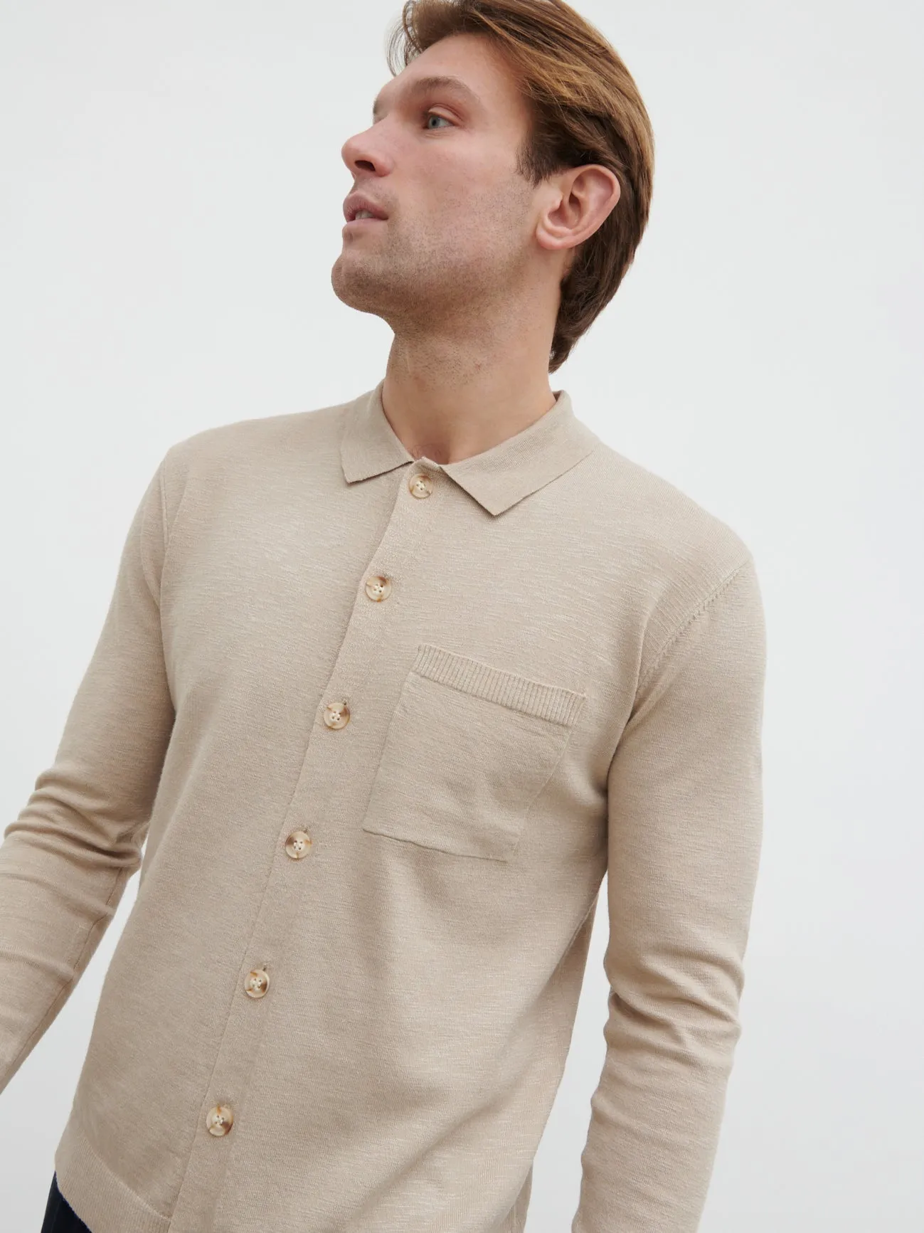 Ellis Long Sleeve Knit Shirt - Stone sold by NOBL product image thumbnail 2