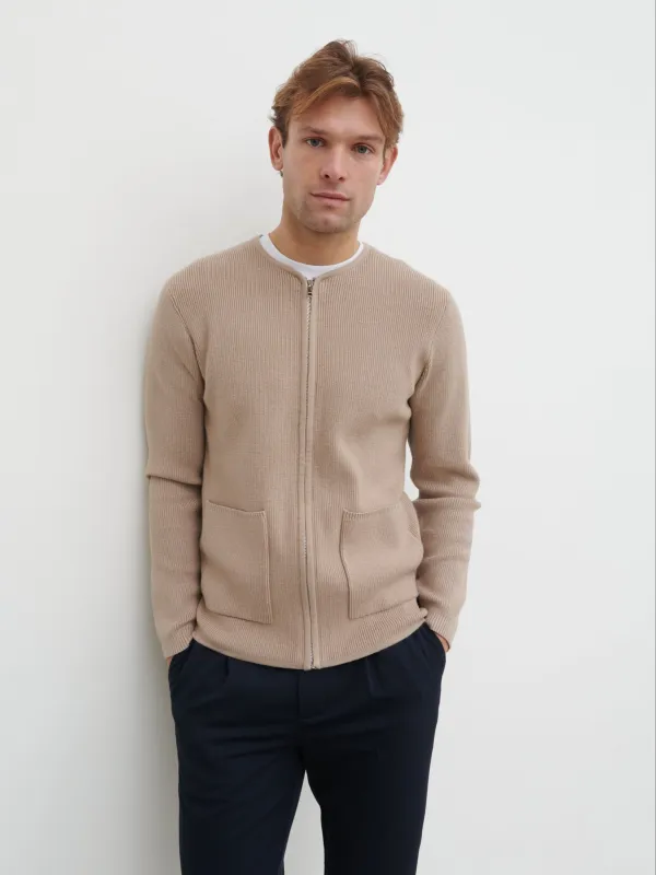 Ronan Knit Bomber - Light Taupe sold by NOBL