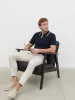 Sebastian Contrast Knit Polo - Navy and Cream sold by NOBL