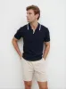 Sebastian Contrast Knit Polo - Navy and Cream sold by NOBL
