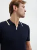Sebastian Contrast Knit Polo - Navy and Cream sold by NOBL