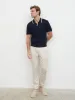 Sebastian Contrast Knit Polo - Navy and Cream sold by NOBL