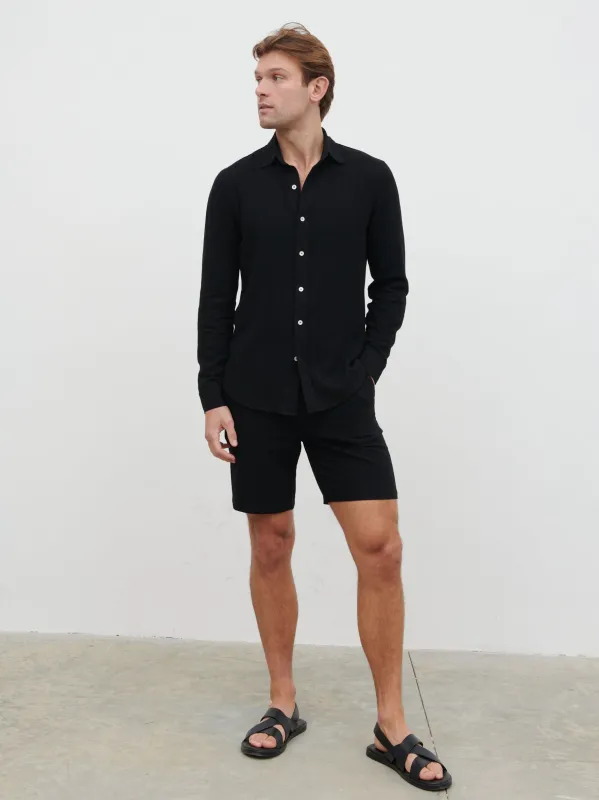 Rafe Linen Drawstring Shorts - Black sold by NOBL