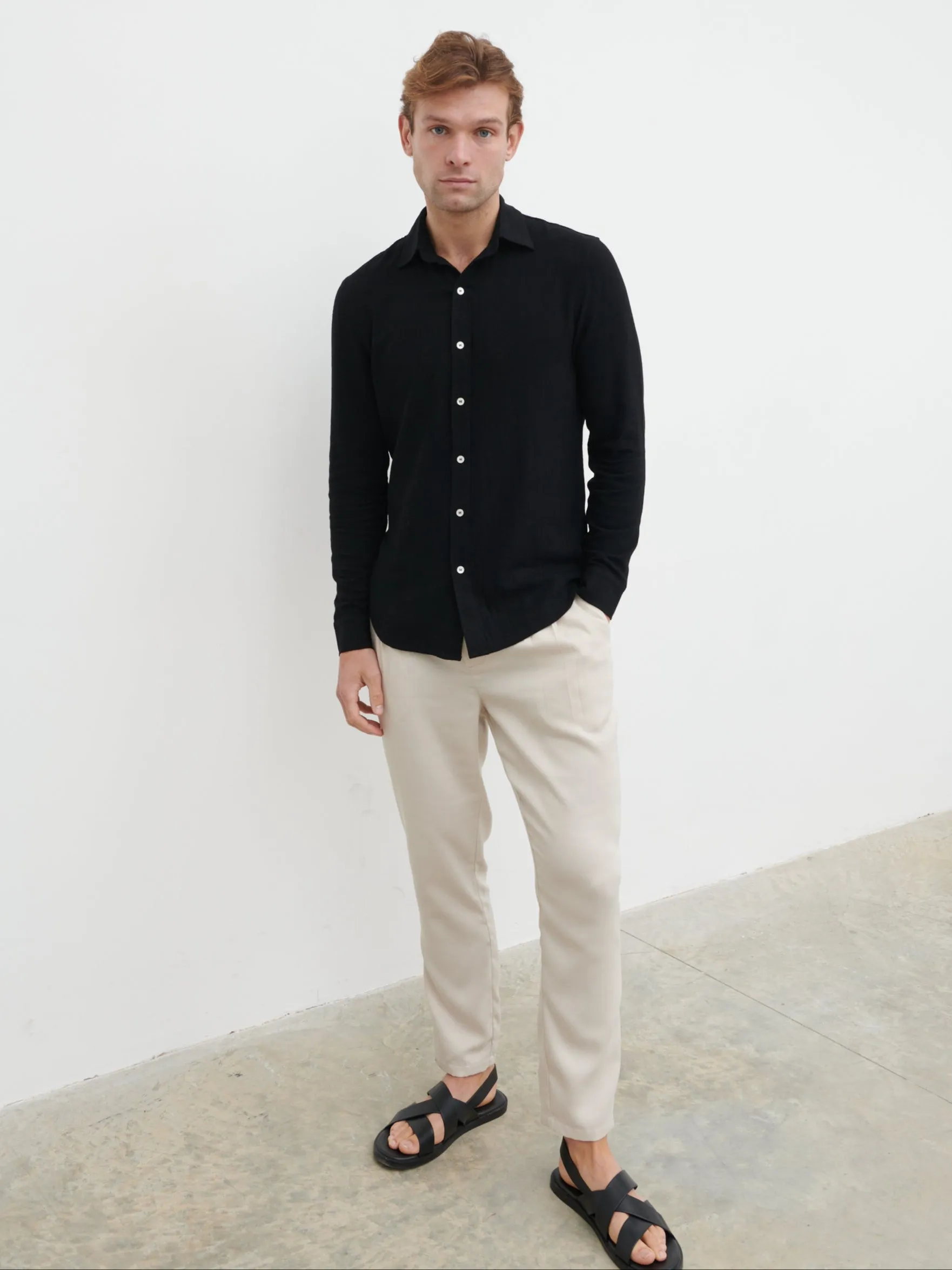 Rafe Long Sleeve Linen Shirt - Black sold by NOBL product image thumbnail 2