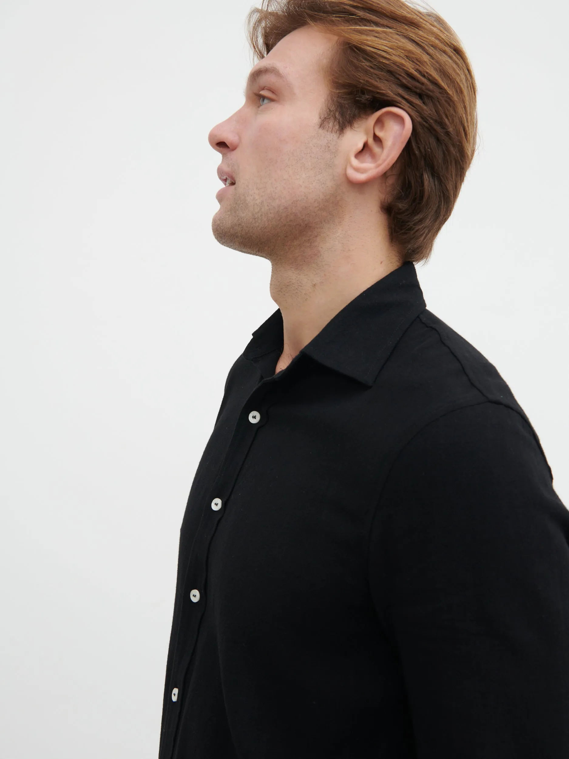 Rafe Long Sleeve Linen Shirt - Black sold by NOBL product image thumbnail 4