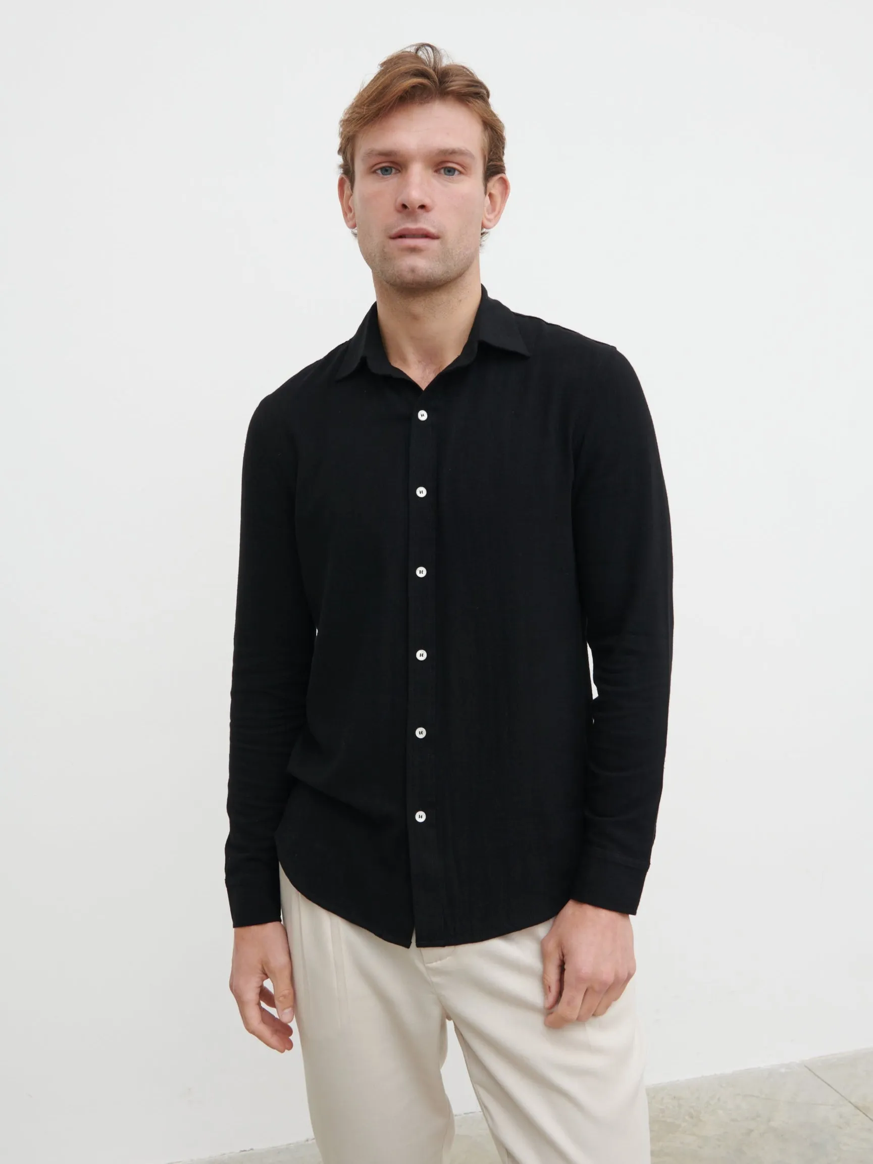 Rafe Long Sleeve Linen Shirt - Black sold by NOBL product image thumbnail 3