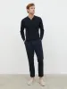 Tristan Openwork Knit Polo - Navy sold by NOBL