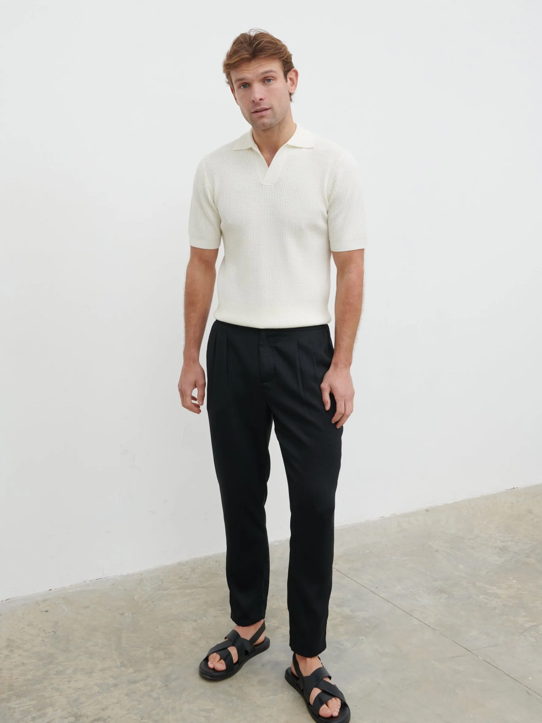Luka Openwork Knit Polo - Cream sold by NOBL product image thumbnail 2