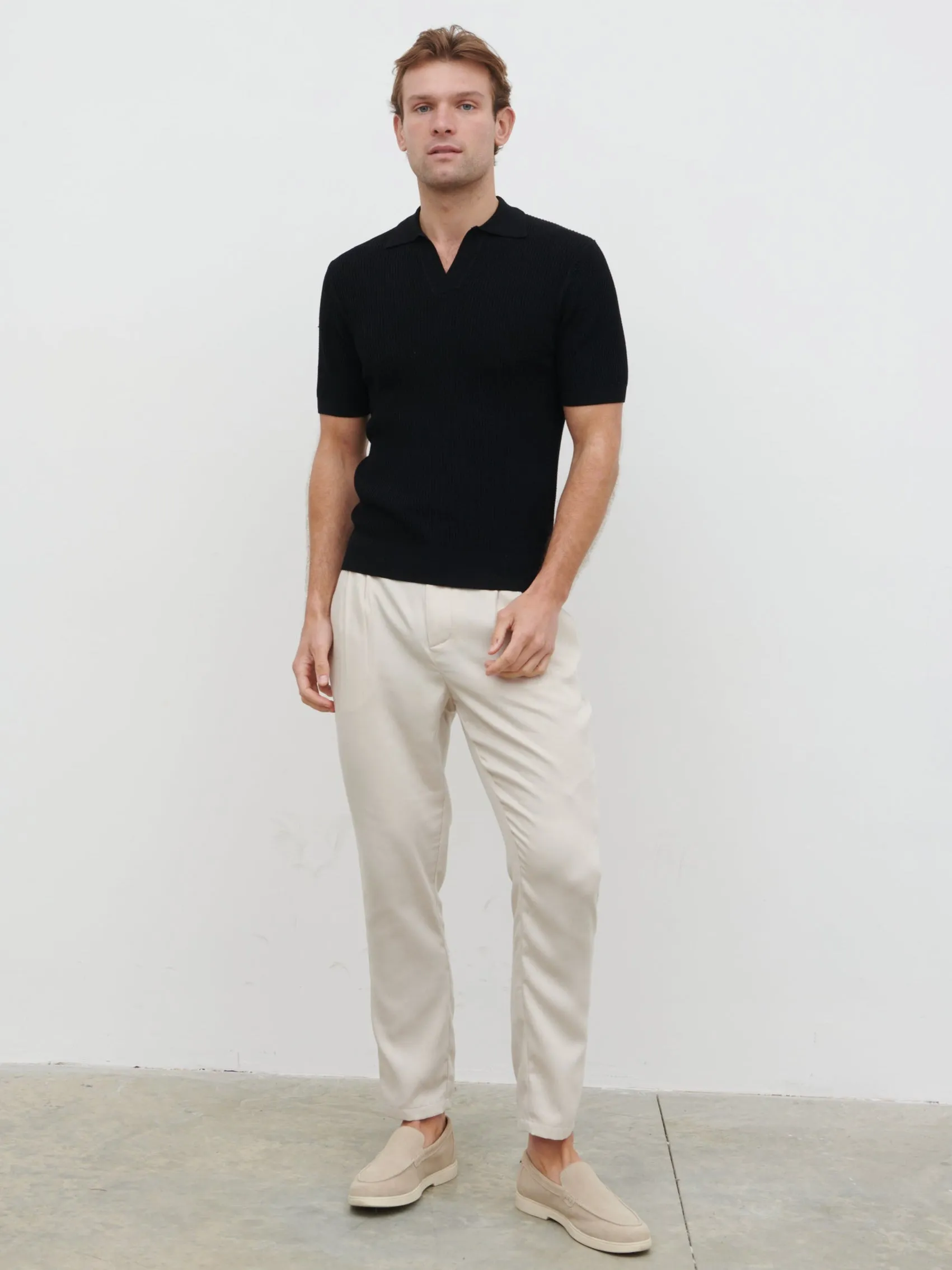 Luka Openwork Knit Polo - Black sold by NOBL product image thumbnail 4