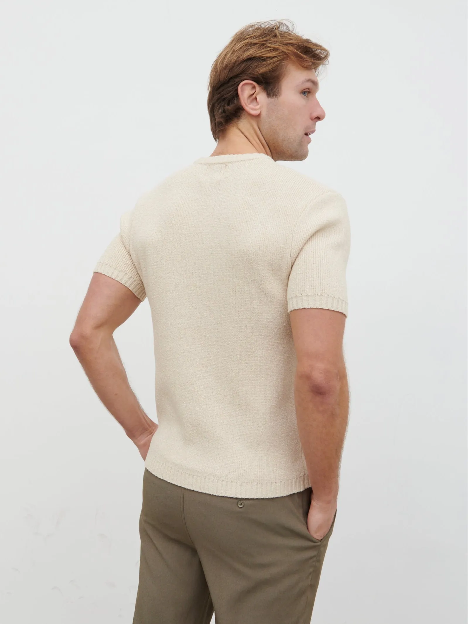 Landon Fine Tape Knit T-Shirt - Stone sold by NOBL product image thumbnail 4