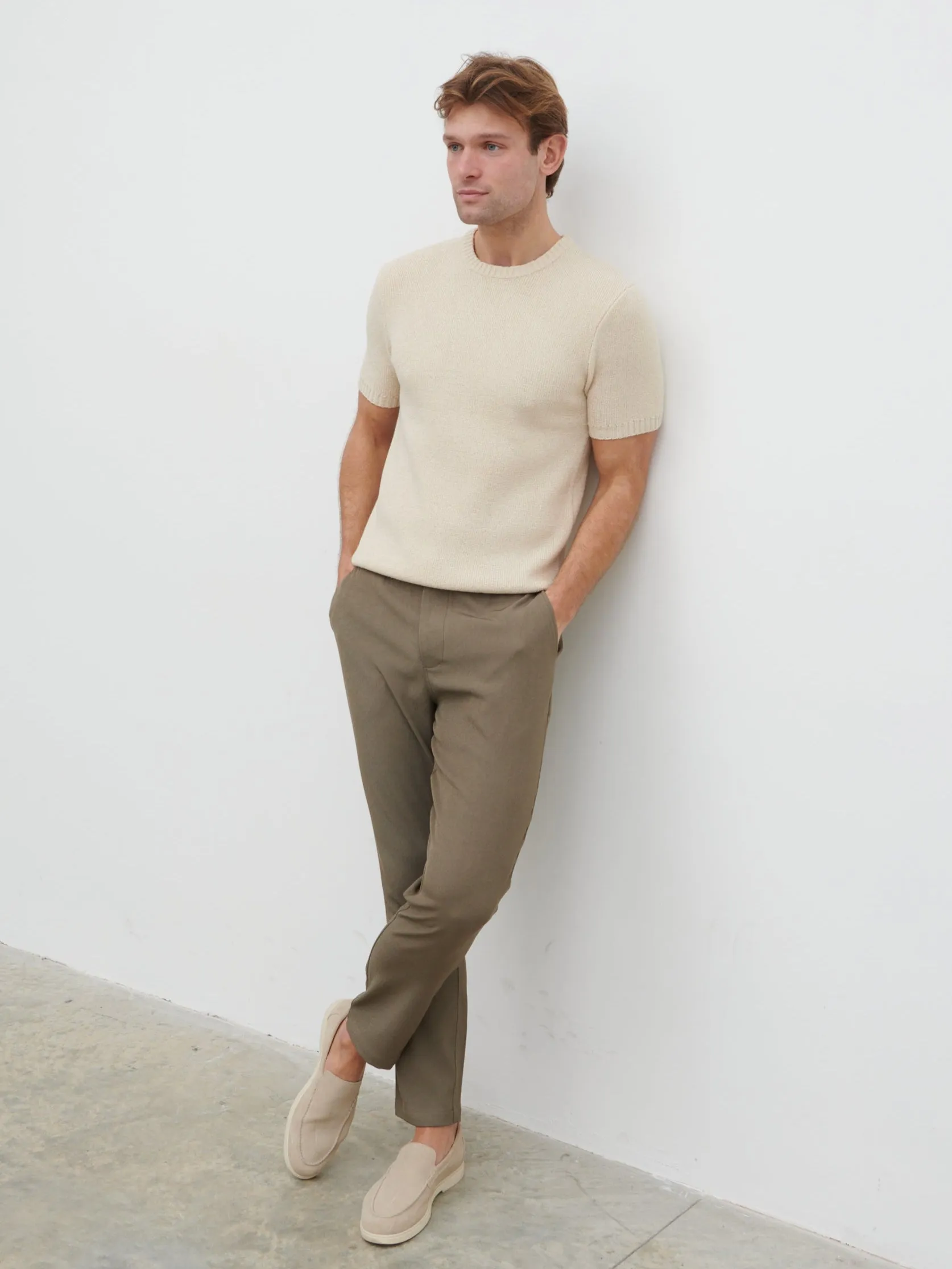 Landon Fine Tape Knit T-Shirt - Stone sold by NOBL product image thumbnail 5