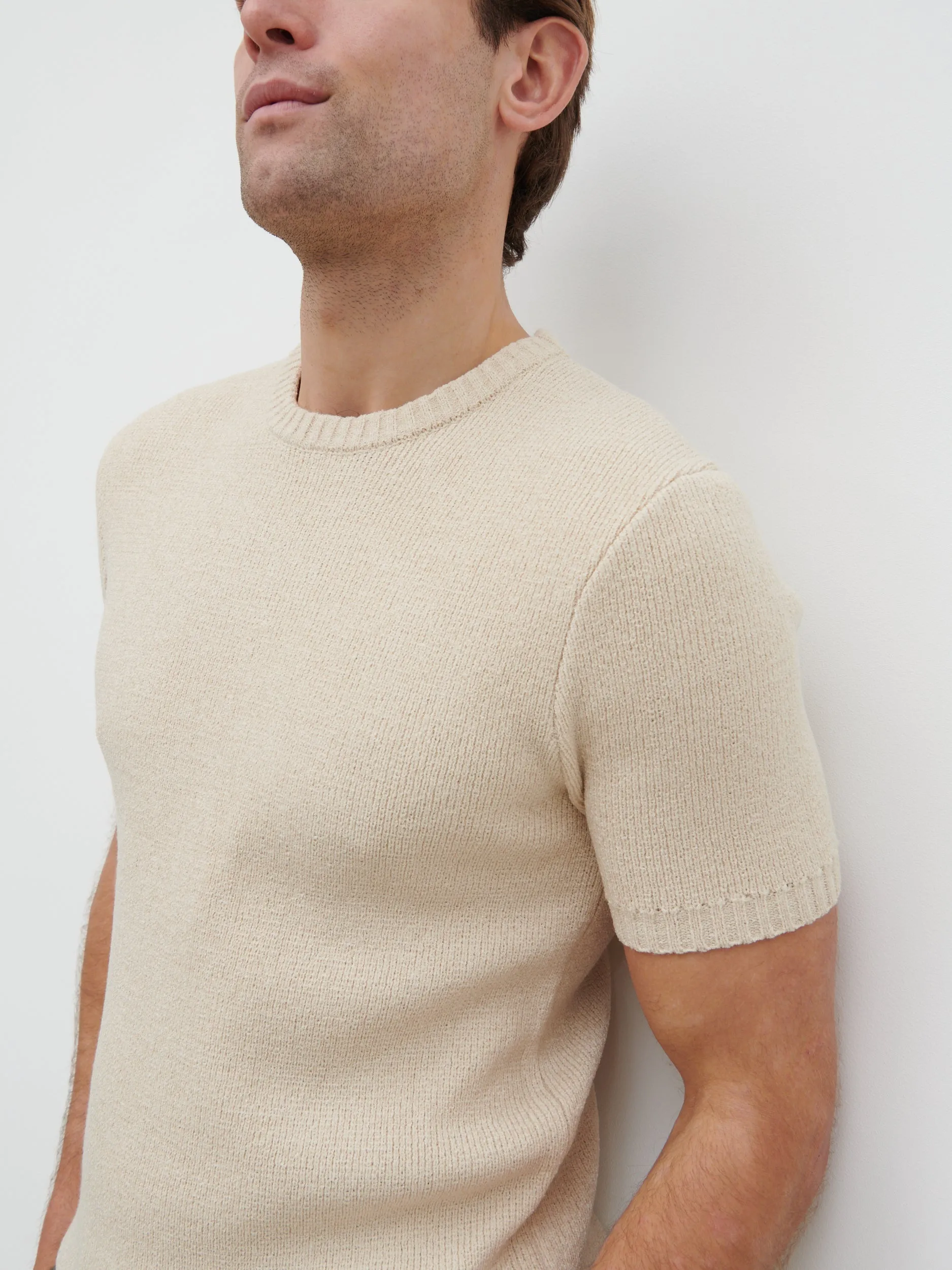 Landon Fine Tape Knit T-Shirt - Stone sold by NOBL product image thumbnail 3