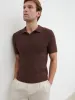 Mason Fine Tape Knit Polo - Chocolate Brown sold by NOBL
