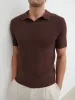 Mason Fine Tape Knit Polo - Chocolate Brown sold by NOBL