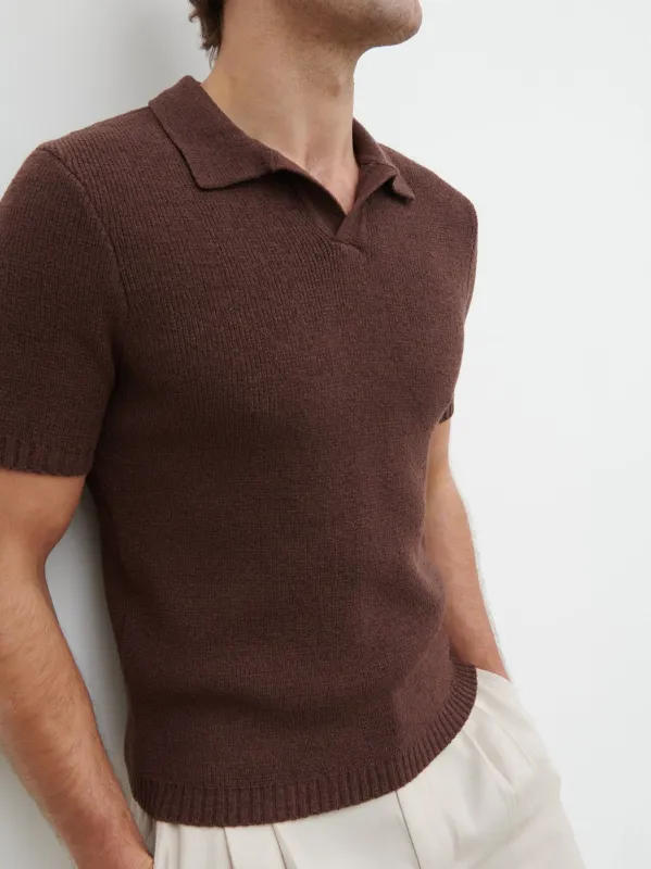 Mason Fine Tape Knit Polo - Chocolate Brown sold by NOBL
