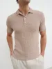 Leonardo Textured Cable Knit Polo - Taupe sold by NOBL
