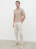 Leonardo Textured Cable Knit Polo - Taupe sold by NOBL