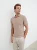 Leonardo Textured Cable Knit Polo - Taupe sold by NOBL