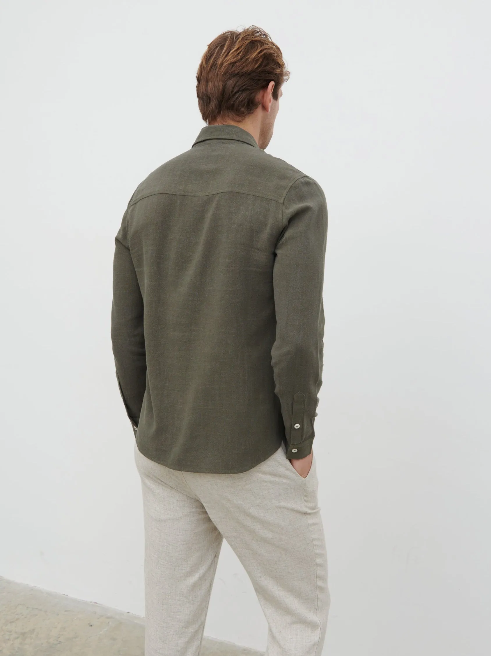 Rafe Long Sleeve Linen Shirt - Dark Khaki sold by NOBL product image thumbnail 5