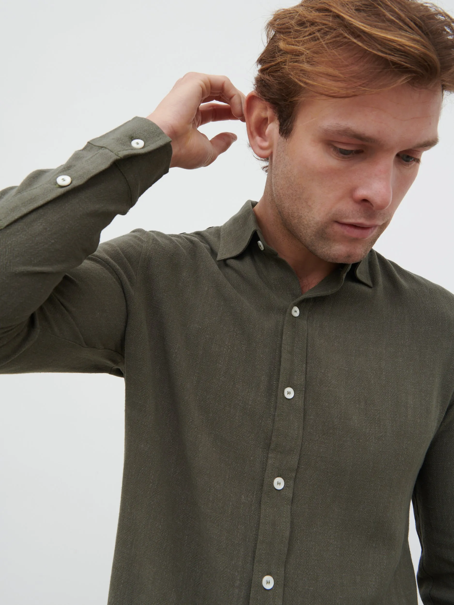 Rafe Long Sleeve Linen Shirt - Dark Khaki sold by NOBL product image thumbnail 2