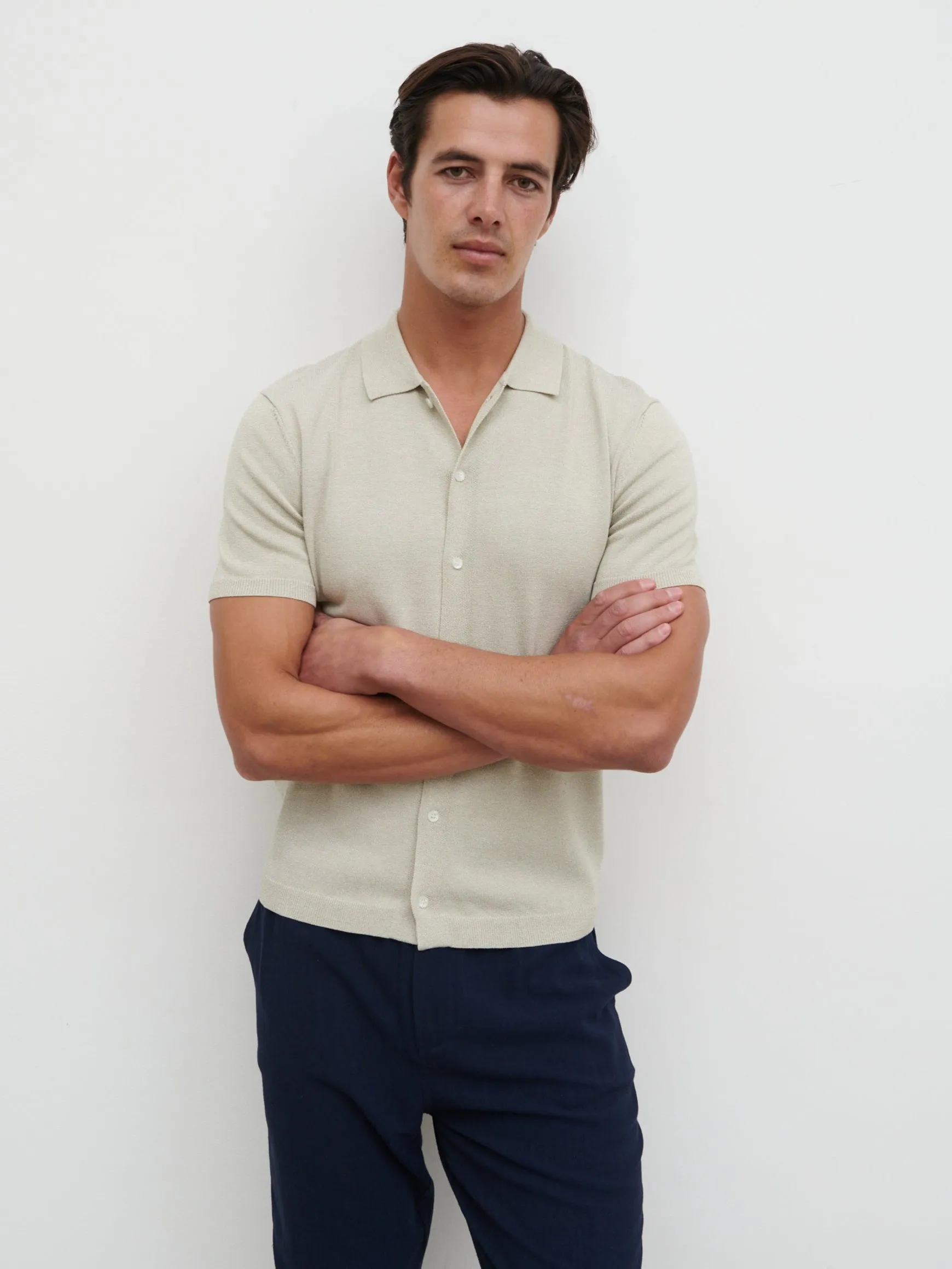 Angus Lightweight Button Down Knitted Shirt - Grey sold by NOBL product image thumbnail 4