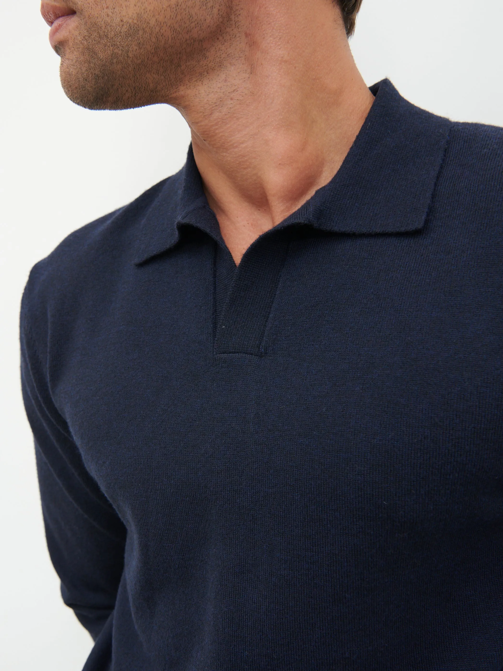 Robin Long Sleeve Lightweight Knit Polo - Navy sold by NOBL product image thumbnail 4